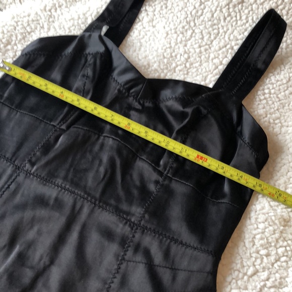 Dynamite cocktail dress black satin look zig zag stitching empire waist - Picture 7 of 9